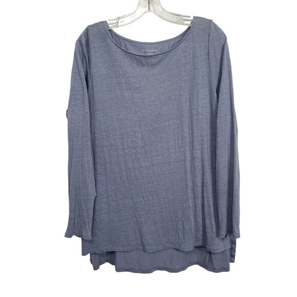 Eileen Fisher M Tunic Top Linen Long Sleeve Oversized Hi Lo Hem Relaxed Fit - Picture 2 of 9